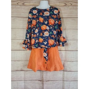 Fall Boutique Girl's Two Piece Outfit mini skirt Pumpkin Size 8?? - Picture 1 of 8