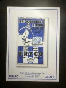 1934-35 Brighton & Hove Albion v Exeter City Division 3 (South) Programme PRINT - Picture 1 of 1