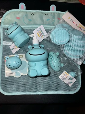 Juego de baño hipopótamo para niños hipopótamo azul baño para niños NUEVO    Foto 1 de 3
