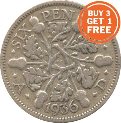 SILVER SIXPENCE GEORGE V COIN CHOICE OF YEAR 1911 TO 1936 - Image 1 of 3