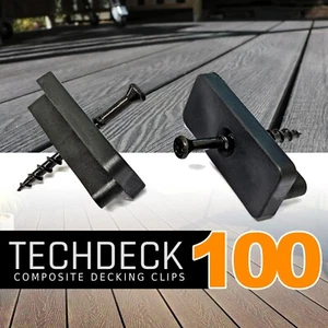 100 Verbunddeck versteckte Befestigungsverschlüsse Kunststoff T Clips & schwarze Schrauben - Bild 1 von 4