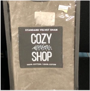 Cozy Shop 1-Standard Velvet Cotton Sham - Gray NEW - Picture 1 of 2