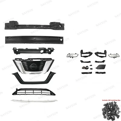 For Rogue 2017-19 T32 Bumper Chrome Grille/Reinforcement/Fog lamp/Trim/Brackets Foto 1 de 4