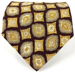 Gap Herren Krawatte Seide Geometrisch Braun Gold Hellbraun Elfenbein 3 1/2" B x 56 3/4" L USA - Bild 1 von 12