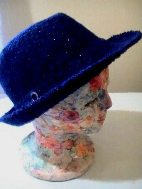 Fedora de tweed azul marinho Calvin Klein com prata novo sem etiquetas MSRP $40 - Imagem 1 de 4