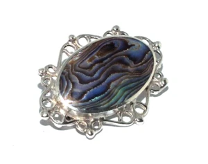 Ladies/womens silver mounted abelone shell brooch - Picture 1 of 8