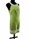 Apple Green Jessica Howard Sheath Dress Size 6 Linen Blend Embroidered Beaded