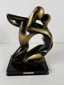Vintage Art Deco Skulptur sinnlich nackter Mann und Frau Erotik Tian Leinen Statue - Bild 1 von 9