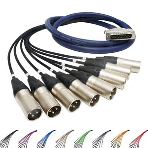 25 Pin D sub a Macho XLR Cable Serial db-25 Van Damme Techflex Colorido Trenza - Picture 1 of 10
