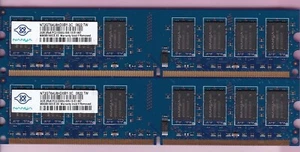 4GB 2x2GB PC2-5300 NANYA NT2GT64U8HD0BY-3C BLUE DDR2-667 DESKTOP RAM MEMORY KIT - Picture 1 of 2