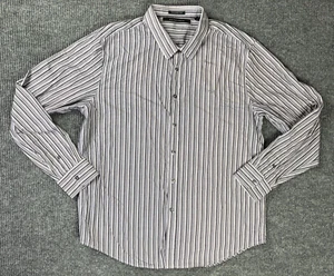 Sean John Shirt Mens 3XL Purple Gray Tailored Fit Vertical Striped Button Up - Picture 1 of 14