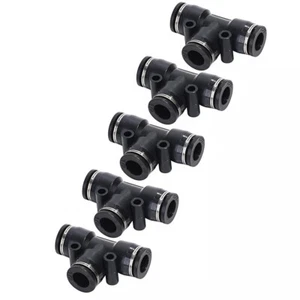 Pneumatic Tee Push Connectors Fittings Quick Release Fit 1/2" OD Air Line 5Pcs - Picture 1 of 10