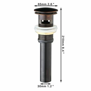 Black Bathroom Pop Up Waste Water Drain With Over Flow For Sink Strainer Stopper - Picture 1 of 6