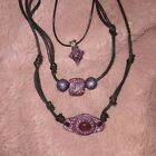 3 X Purple Handmade Gem Stone Necklace