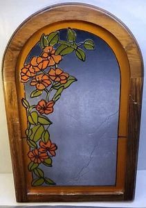 VINTAGE ANTIQUE ORANGE FLOWER MIRROR - Picture 1 of 12