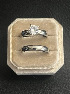 BEAUTIFUL SILVER COLOR WOMEN'S WEDDING RING SET 1 CARAT CZ SIZE 11.5 (STYLE #8) - Picture 1 of 4