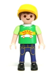 Playmobil Figure Dollhouse School Boy Child w/ Car Shirt Jeans Hat - Picture 1 of 1