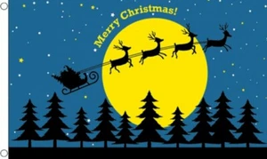TRINEO DE LUNA DE NAVIDAD Y SANTA 8 x 5 pies 240cm x 150cm BANDERA POLIÉSTER NAVIDAD - Imagen 1 de 1