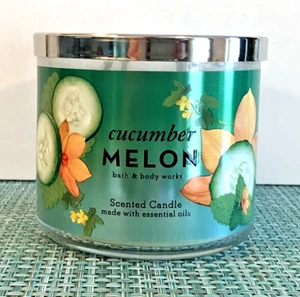 CUCUMBER MELON LARGE CANDLE 14.5oz 3 wick Bath Body Works GREEN NEW BOXED - Picture 1 of 3