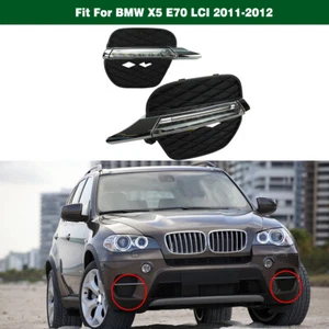 1Set LED Daytime Running DRL Light w/Fog Lamp Cover for BMW X5 E70 LCI 2011-2012 - Picture 1 of 11