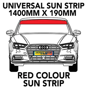 GLOSS RED WINDSCREEN SUNSTRIP 1400mm x 190mm VAN DECALS GRAPHICS STICKERS - Picture 1 of 3