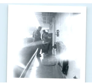 Vintage Photo 1956, USCGC Sycamore Saylor Group Candid Pose Ohio River, 3x3, B&W - Picture 1 of 2