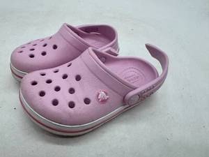 DAMAGED Crocs Crocband Clogs Kids Ballerina Pink Rubber Slip-On Lightweight - C6 - Picture 1 of 5