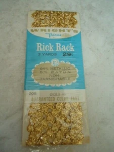 Wright's Gold Metallic Non Appannabile Rick Rack #225 3 iarde - Foto 1 di 2