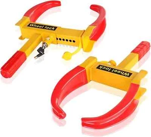 2X WHEEL CLAMP HEAVY DUTY ANTI THEFT LOCK CARAVAN TRAILER SECURITY WITH 2 KEYS - Picture 1 of 1
