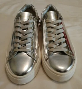 Scarpe da ginnastica Philippe Model con frange in pelle metallizzata argento uk 4 eu 37 - Foto 1 di 7