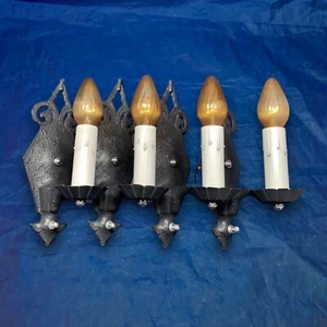 Set Of Four 4 Antique Gothic Black Wall Sconces 114B - Picture 1 of 5
