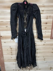 Beautiful Foxy Lady Black 100% Cotton With Lace Dress Size 5/6 Wednesday Addams - Picture 1 of 9