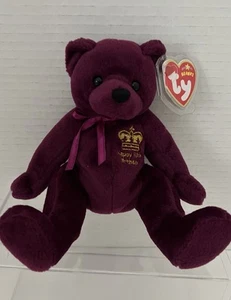 Ty Beanie Babies Majestic Bear Queen Elizabeth “Happy 80th Birthday” UK Ex NWMT - Picture 1 of 14