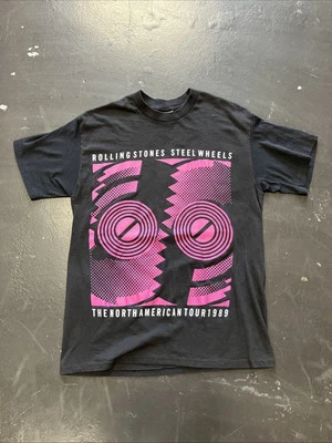 Vintage 80s 1989 Rolling Stones Steel Wheels Tour Concert Shirt Brockum Lg THIN! - Image 1 of 4
