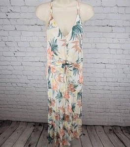 RIP CURL Tropical Floral Lightweight Tie Waist Racerback Dress Size Small S - Picture 1 of 13