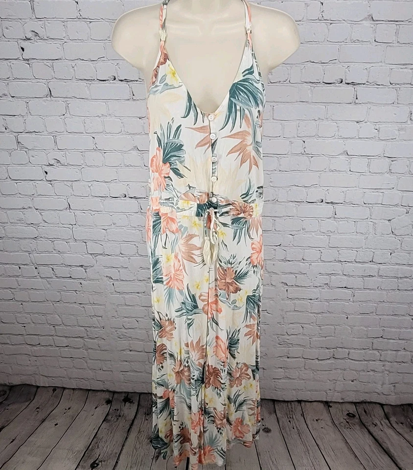 Vestido RIP CURL Tropical Floral Ligero Corbata Cintura Espalda Corredora Talla Pequeña S Foto 1 de 4