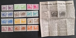 RARE 1931- Nicaragua Earthquake se-tenant pairs imperf stamps OFFICIAL O/Ps Mint - Bild 1 von 3