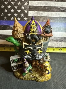 Vintage Spooky Hollow village Halloween Lighted House Wizard Pet Shop Horror - Picture 1 of 7