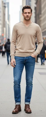 Suéter Burberry Brit Para Hombre Mediano Cachemira Algodón Cuadros Nova Hombros Cuello en V  Foto 1 de 4