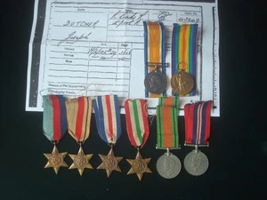 WW1 BWM / VICTORY MEDALS + WW2 GROUP 430049 JOSEPH BUTCHER BERKS / LIVERPOOL - Picture 1 of 6