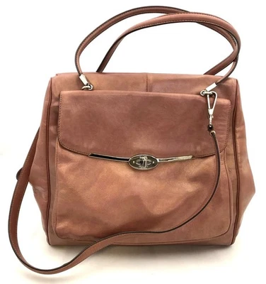 Coach 'Madison' Pearlescent Pink Leather Satchel with Silver-Tone Accents (+COA) - Image 1 of 4