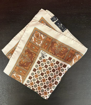 ETRO Milano Italy - Multicolor Geometric - SILK Pocket Square NEW - MSRP $195 - Image 1 of 3