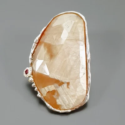 Broche de zafiro dorado natural 28 quilates de plata de ley 925/NB28990 Foto 1 de 4