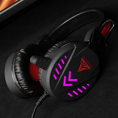 CUFFIE LED RGB COMPUTER GAMING AURICOLARE MICROFONO VOLUME PER PC MAC XBOX ONE - Immagine 1 di 4