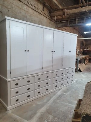 HANDMADE AYLESBURY (WHITE+BRONZE HANDLES) 12 DRAWERS6 DOORS LARGE WARDROBE 5PART - Image 1 of 4