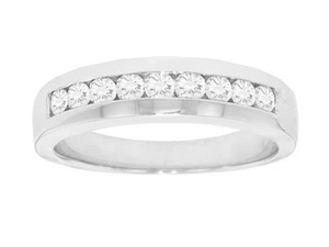Fede nuziale uomo taglio tondo diamante 1,10 ct oro bianco 14 kt - Foto 1 di 5