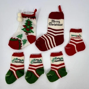 (6) Vintage Miniatur Weihnachtsstrumpf Ornamente Zuckerstange Geldhalter Baby - Bild 1 von 5