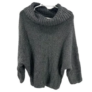 Loft grau Wolle Wasserfallausschnitt S Pullover Dolmanärmel Fledermaus Strick Winter Herbst - Bild 1 von 7