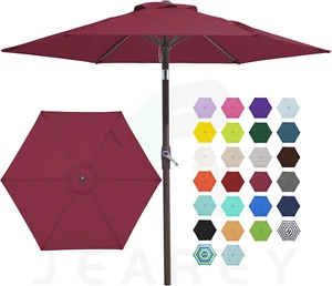 7.5FT Patio Umbrella Market Table Umbrella with 6 Sturdy Ribs, Push Button Tilt/ - Picture 1 of 8