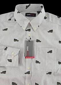 Roundtree & Yorke Travel Smart Easy Care Long Sleeve Print Shirt Medium - Picture 1 of 11